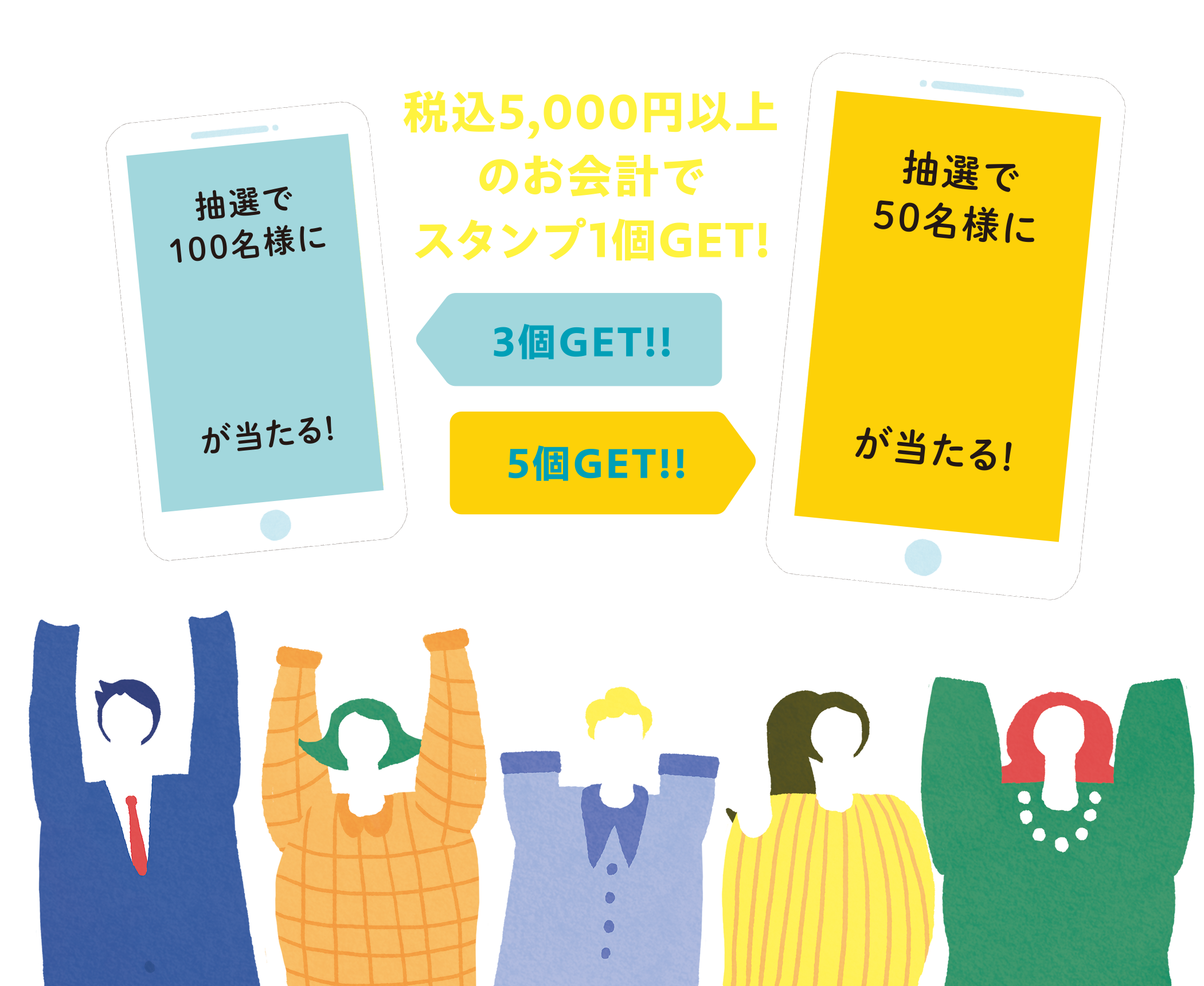 税込5,000円以上お買い上げで、アプリにてスタンプを1個GET！
